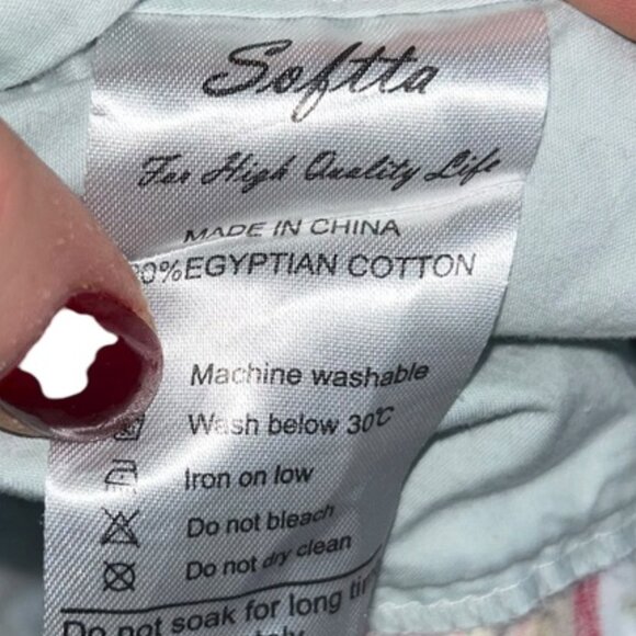 Softta blue pink cabbage rose shabby chic TWIN duvet cover pillow case - Picture 2 of 4